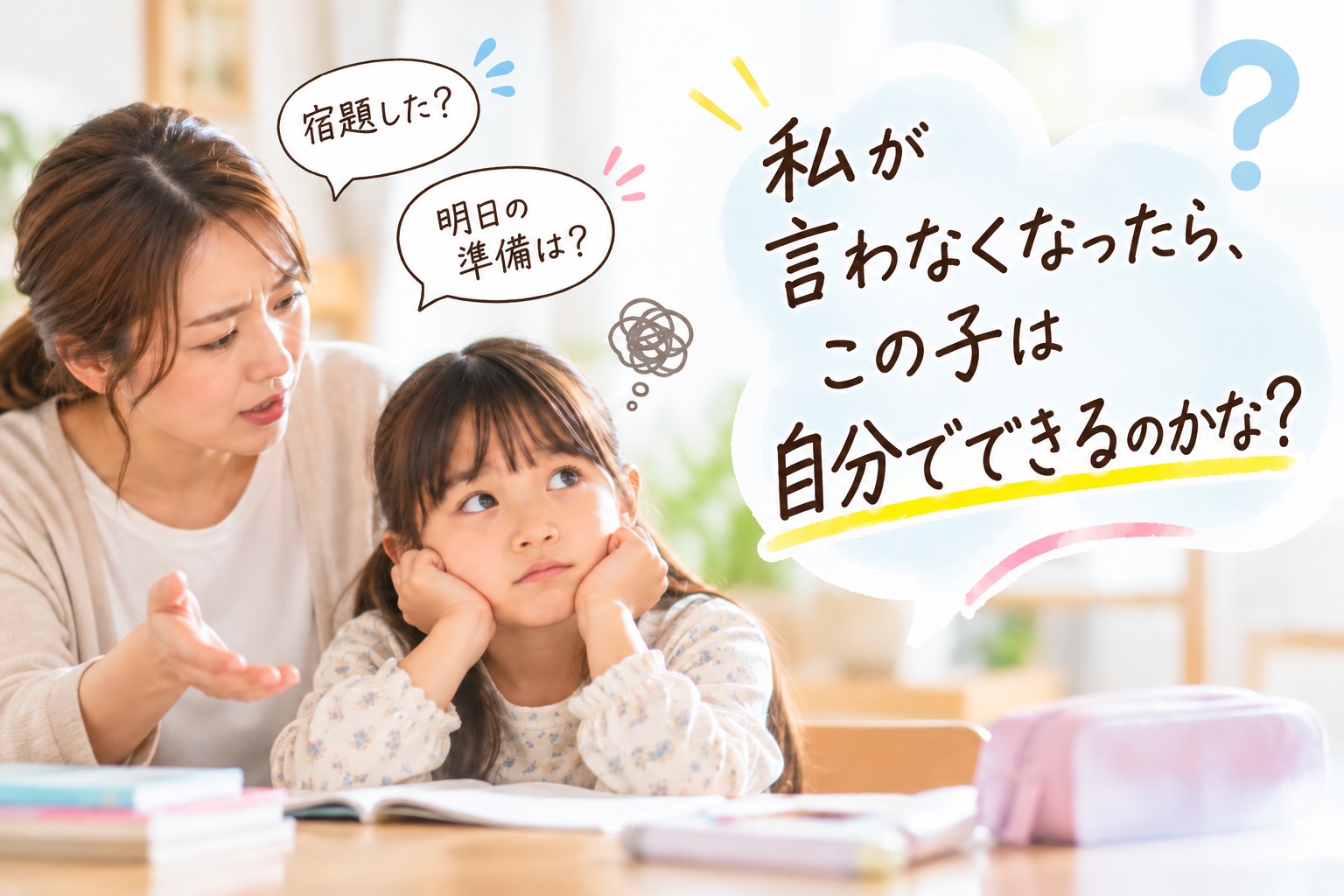 宿題した? 明日の準備は? 私が言わなくなったら、この子は自分でできるのかな?